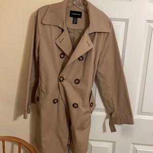 Mid length khaki trench coat